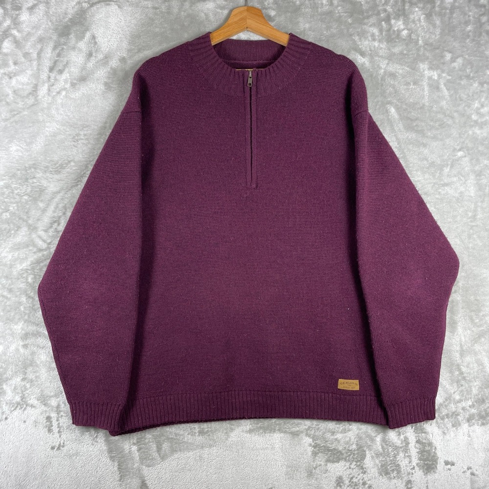 CC Filson Sweater Mens XL 1/4 Zip 100% Loden Wool Pullover 11005 DB